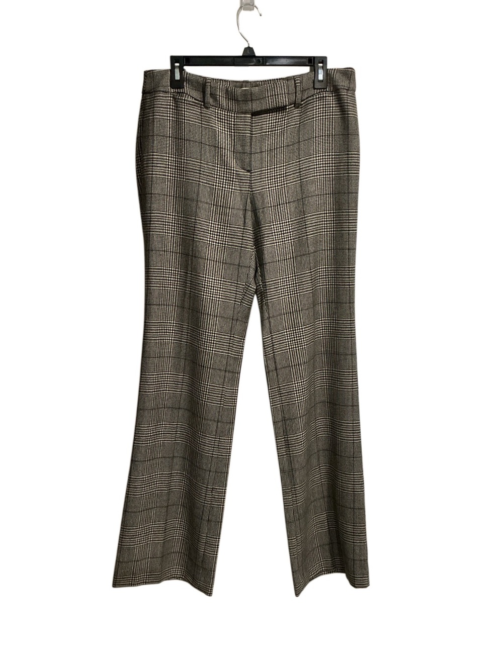 Loft Marisa Dress Plaid Flared Pants‎ Mid-Rise Black White Brown